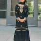 Designer Chinon Silk Embroidered Sharara Set