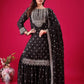 Designer Chinon Silk Embroidered Sharara Set