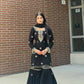 Designer Chinon Silk Embroidered Sharara Set