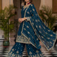 Designer Chinon Silk Embroidered Sharara Set