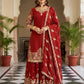 Designer Chinon Silk Embroidered Sharara Set