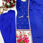 Designer Chinos Embroidered Top with Farshi Palazzo and Dupatta Set