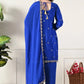 Designer Chinos Embroidered Top with Farshi Palazzo and Dupatta Set