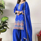 Designer Chinos Embroidered Top with Farshi Palazzo and Dupatta Set