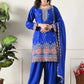Designer Chinos Embroidered Top with Farshi Palazzo and Dupatta Set