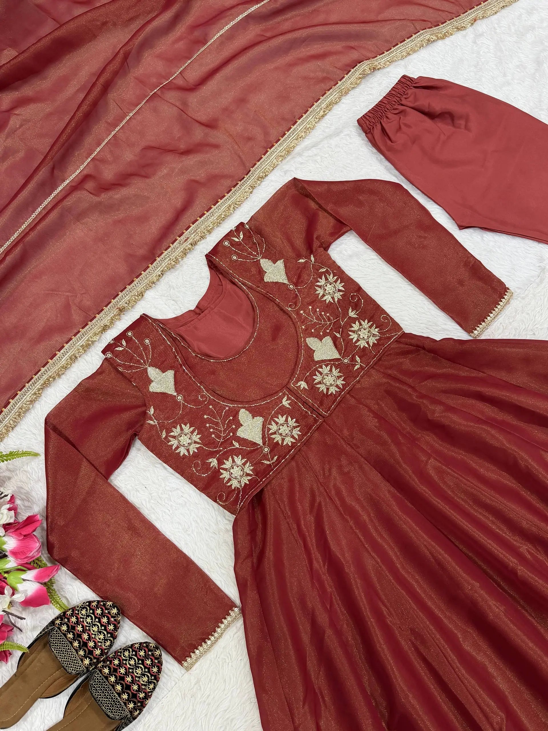 Designer Cosmos Silk Maxi Anarkali Suit for Festive and Wedding Wear