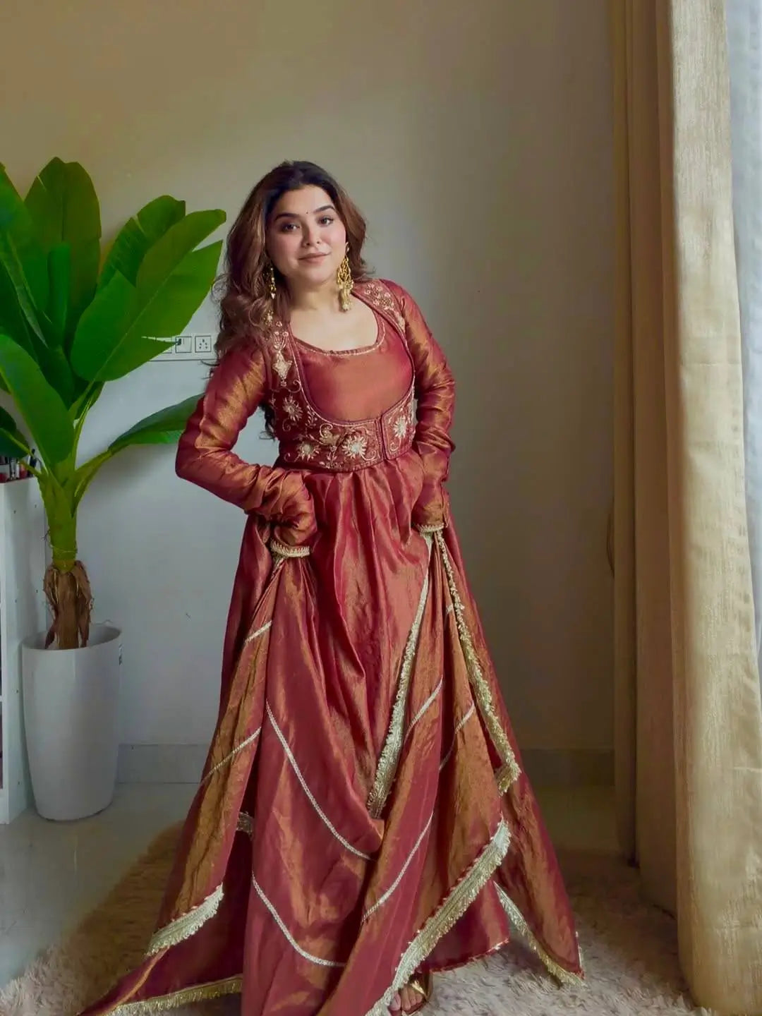 Designer Cosmos Silk Maxi Anarkali Suit for Festive and Wedding Wear
