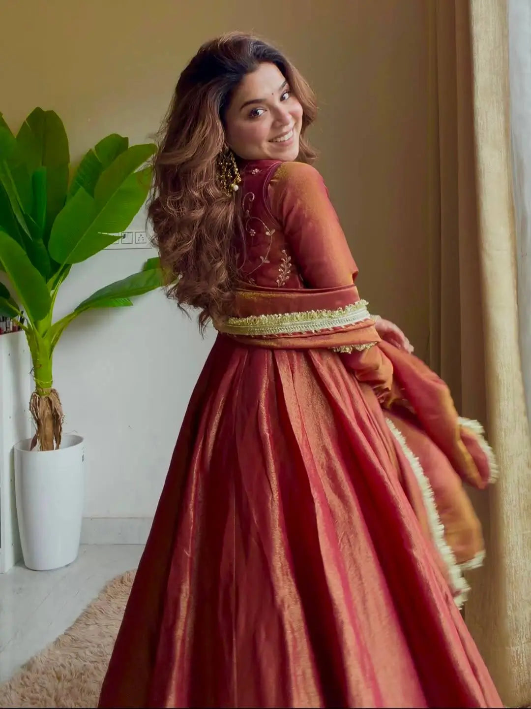 Designer Cosmos Silk Maxi Anarkali Suit for Festive and Wedding Wear