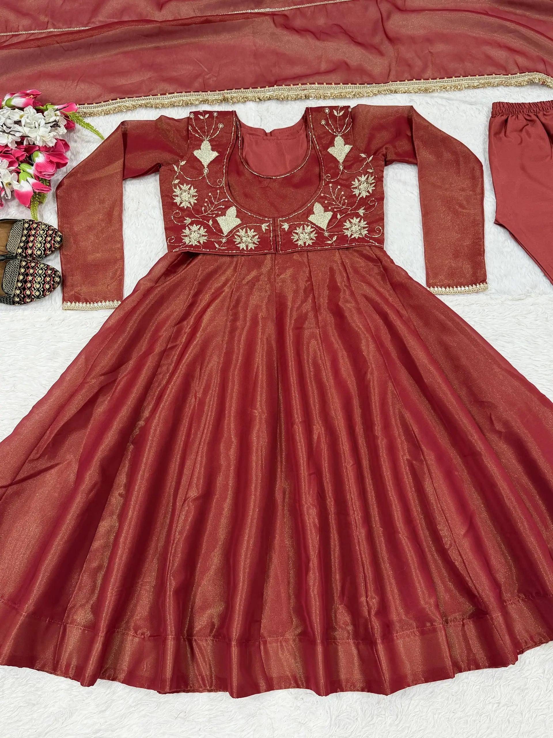Designer Cosmos Silk Maxi Anarkali Suit for Festive and Wedding Wear