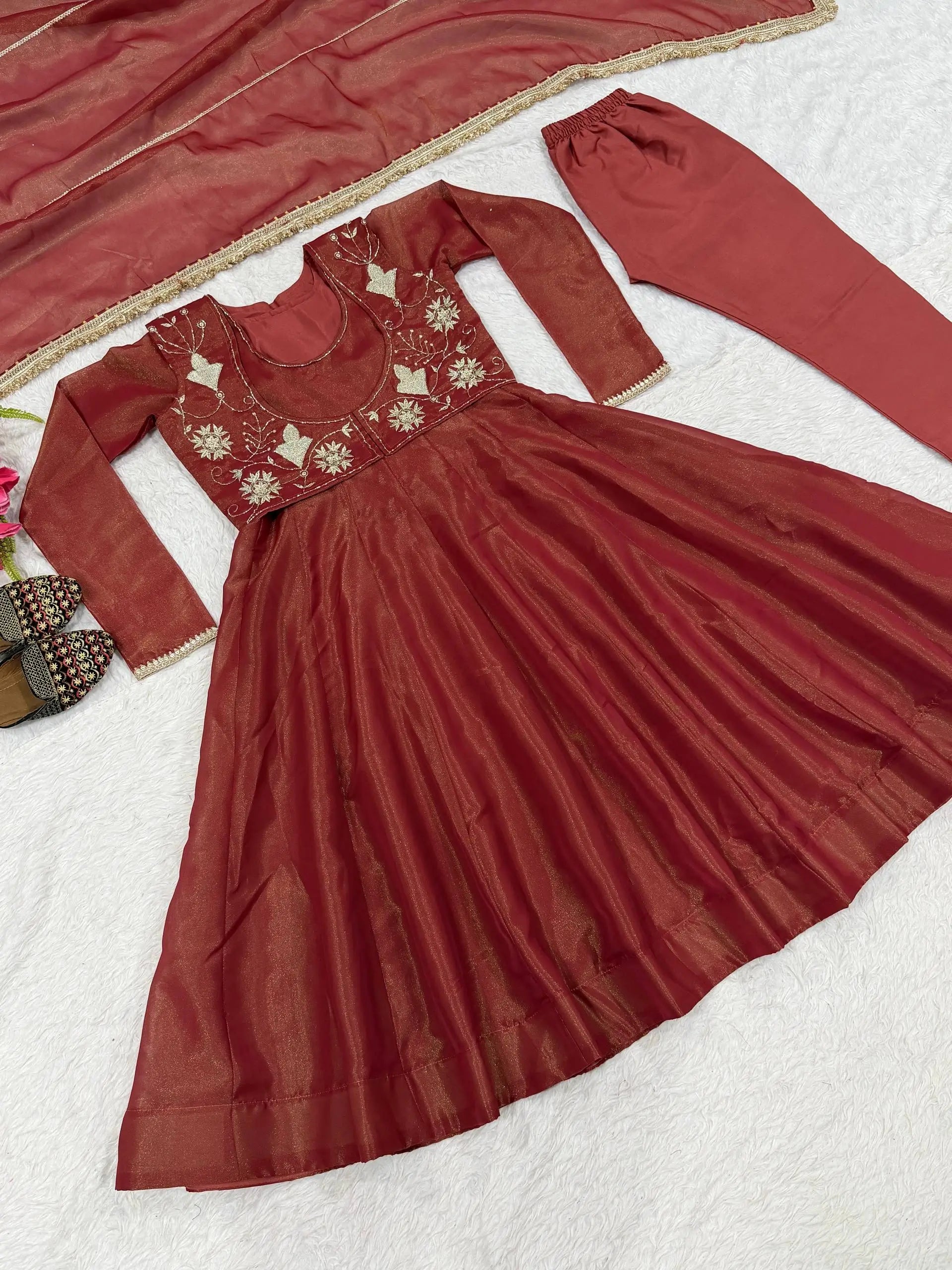 Designer Cosmos Silk Maxi Anarkali Suit for Festive and Wedding Wear