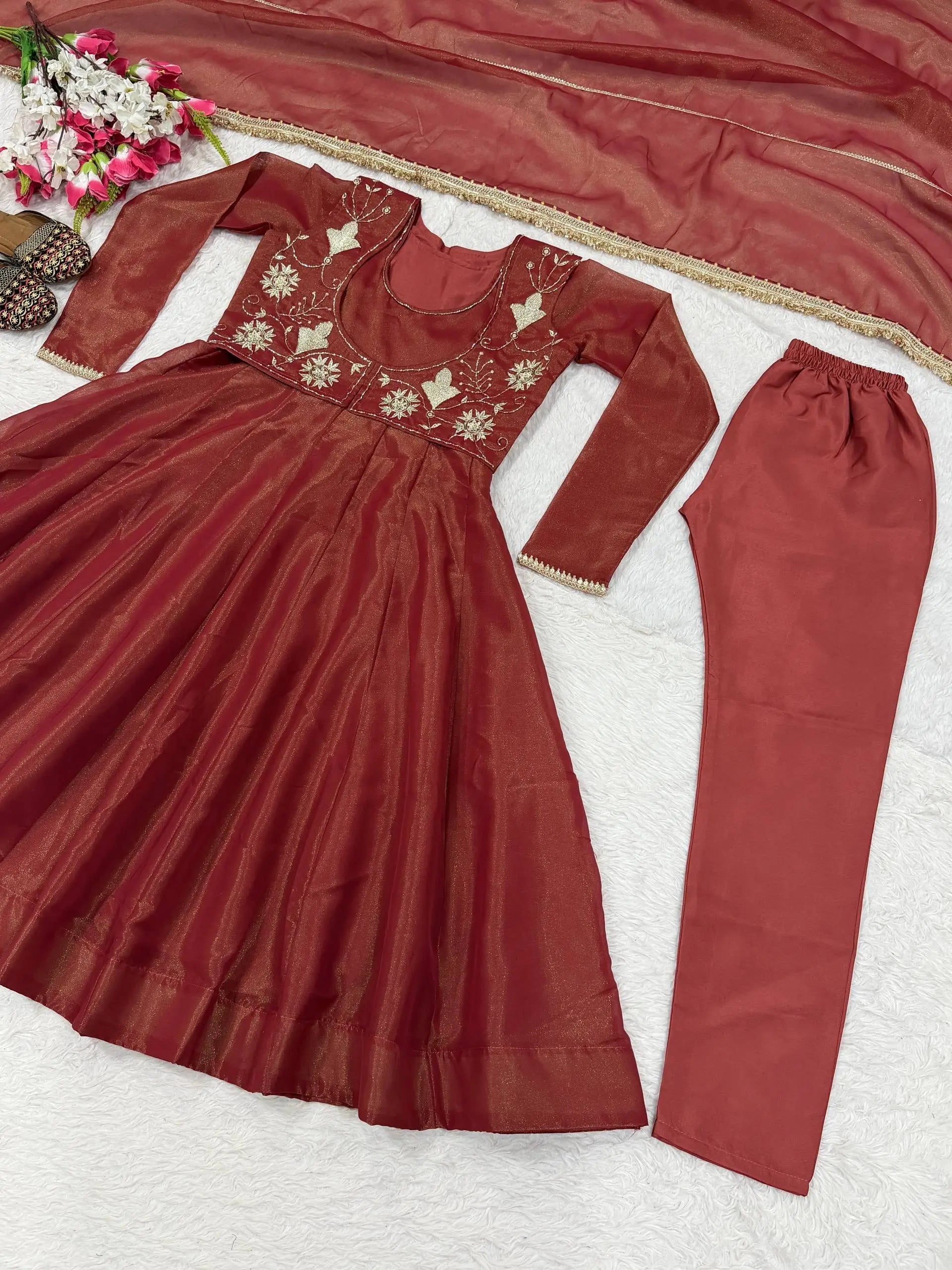 Designer Cosmos Silk Maxi Anarkali Suit for Festive and Wedding Wear
