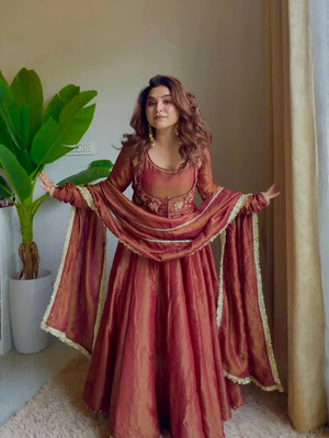 Designer Cosmos Silk Maxi Anarkali Suit for Festive and Wedding Wear
