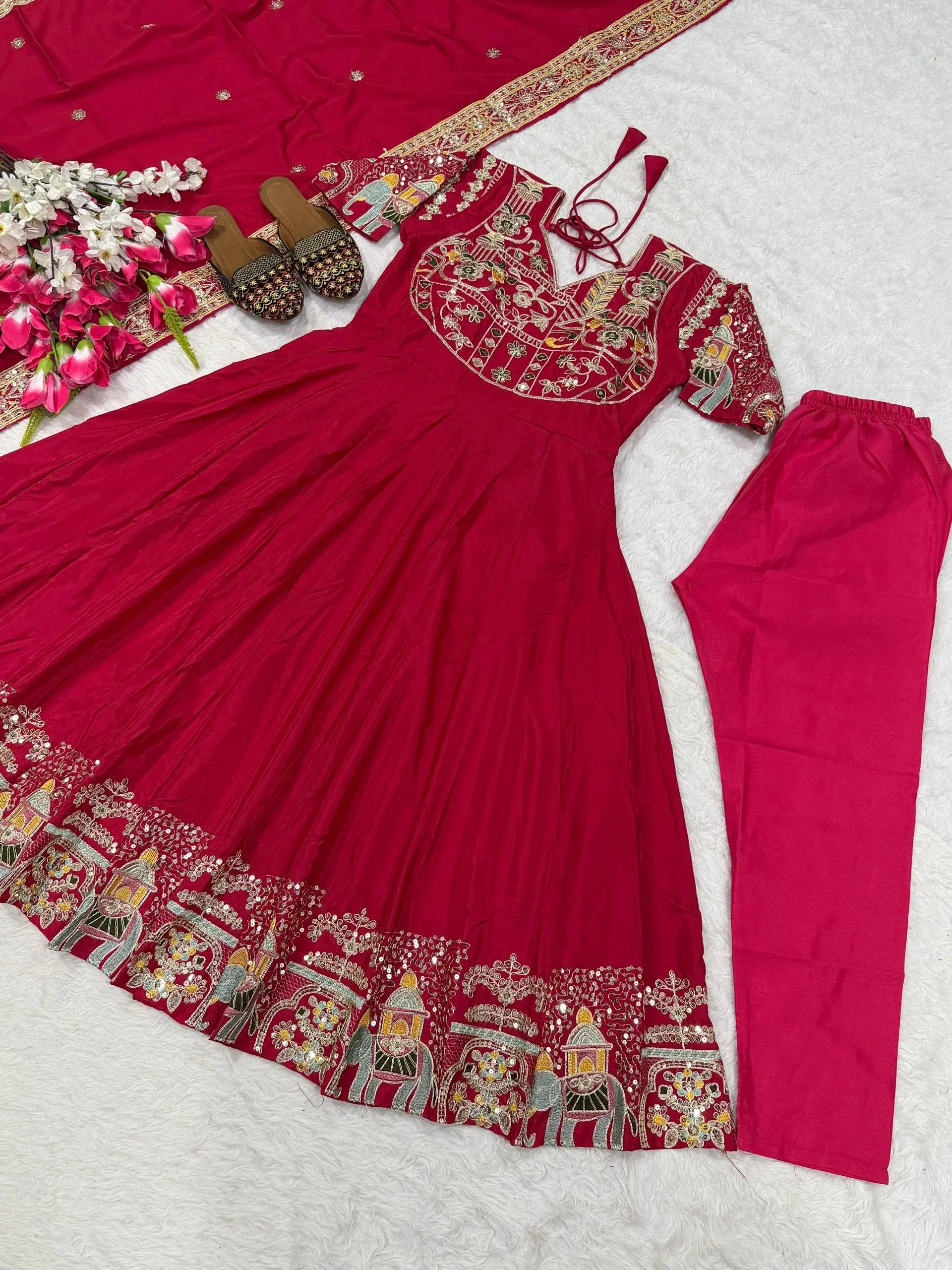 Designer Crepe Silk Anarkali Suit Set for Wedding and Festive Wear