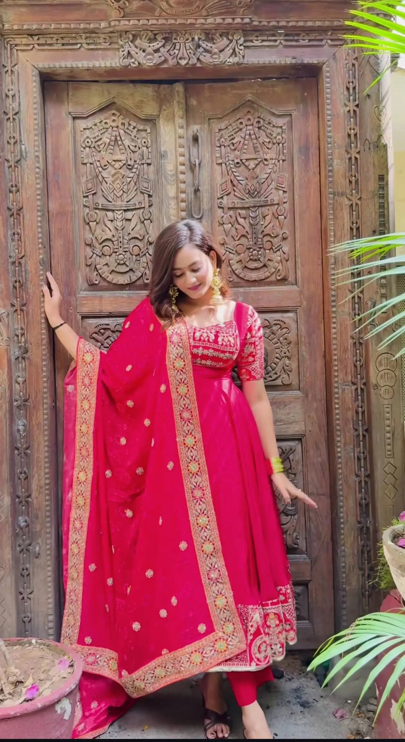 Designer Crepe Silk Anarkali Suit Set for Wedding and Festive Wear