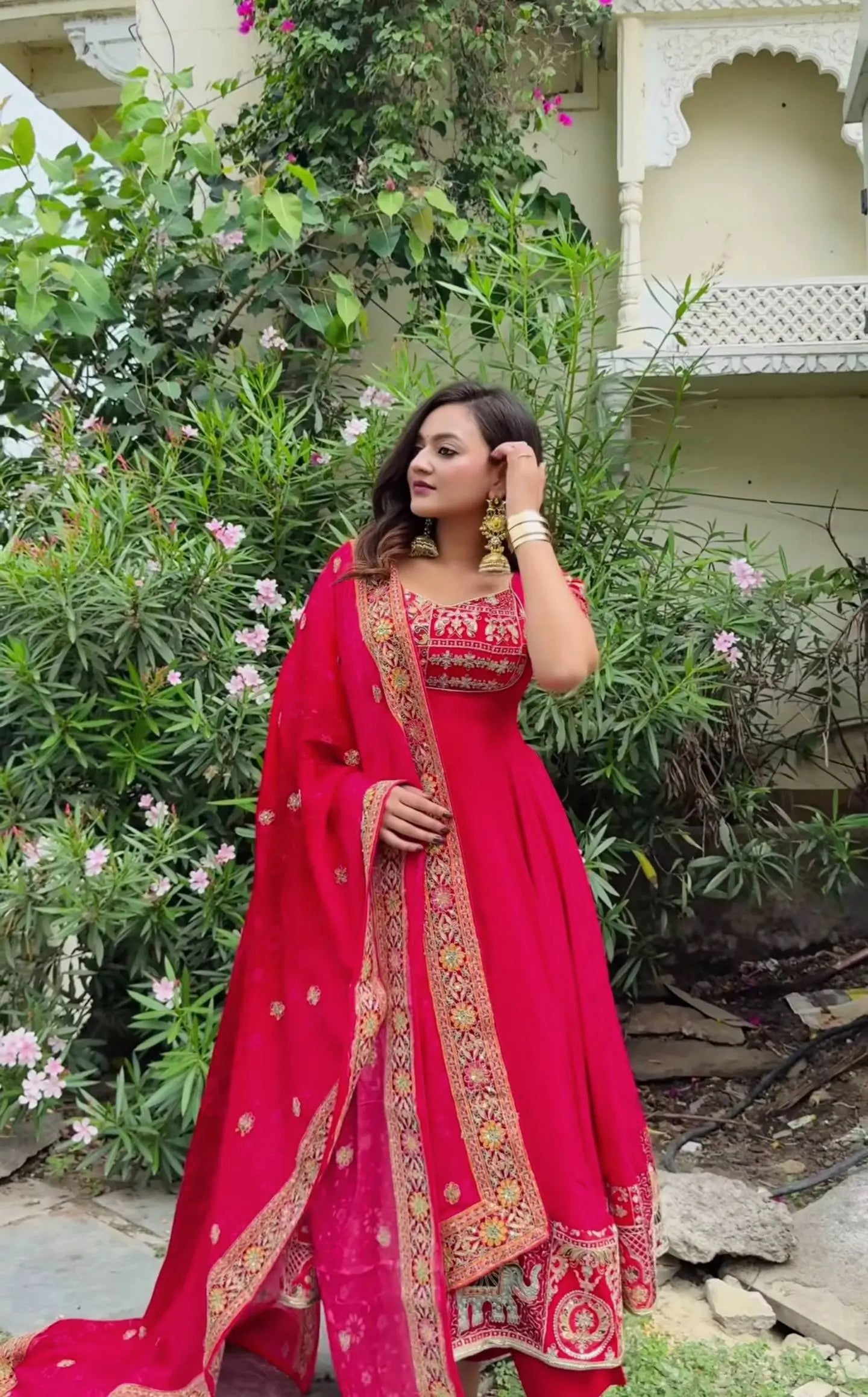 Designer Crepe Silk Anarkali Suit Set for Wedding and Festive Wear