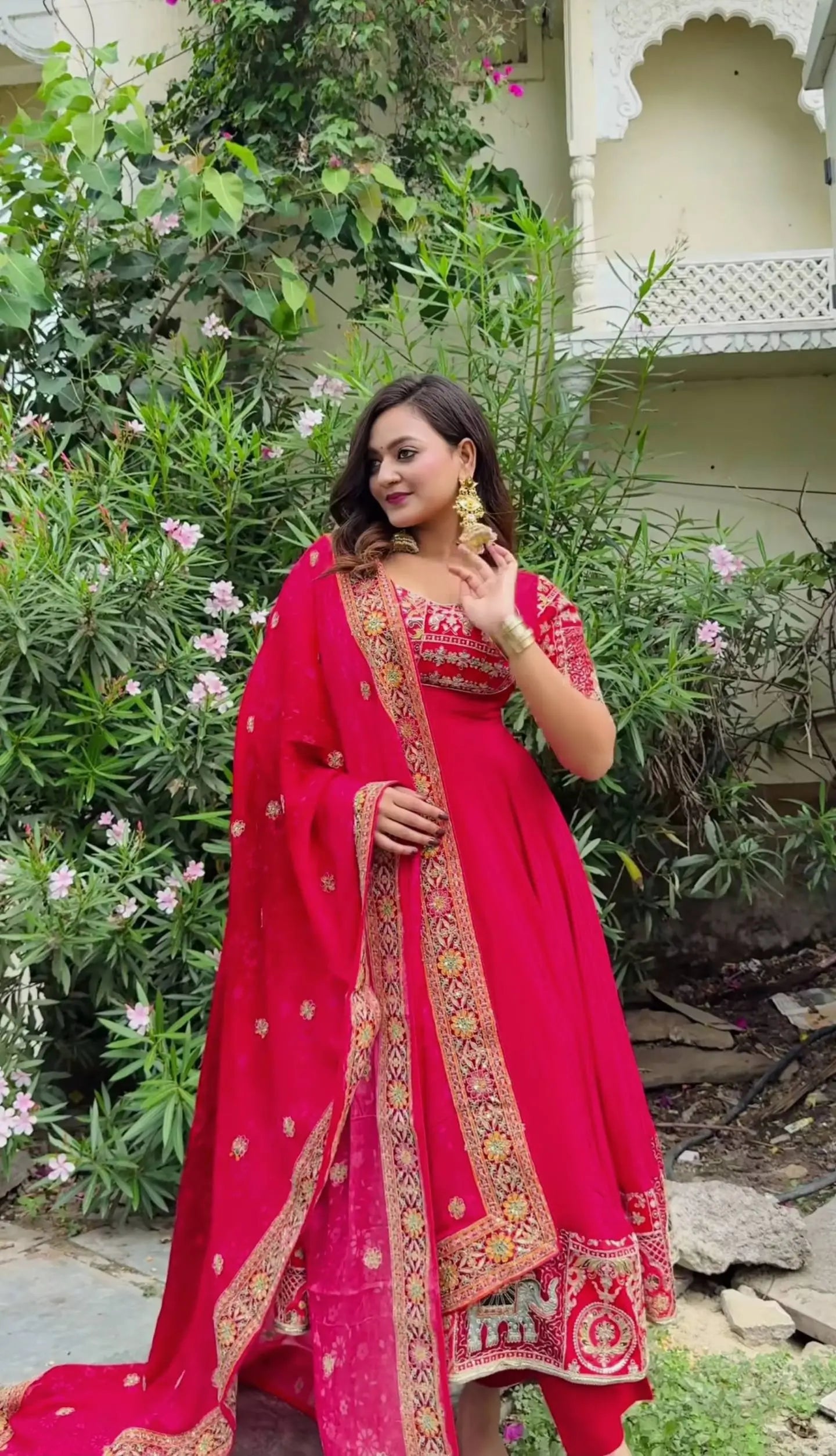 Designer Crepe Silk Anarkali Suit Set for Wedding and Festive Wear