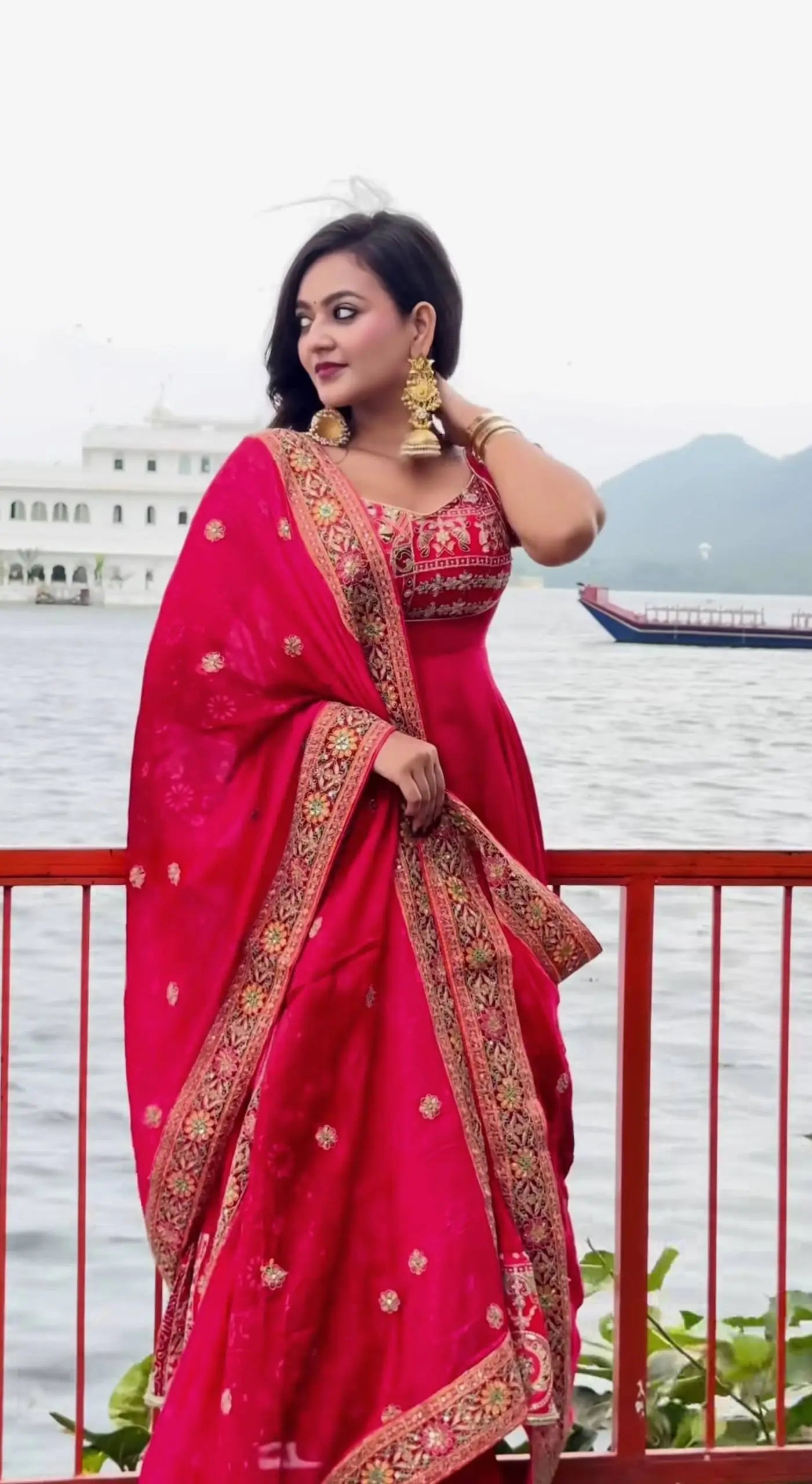 Designer Crepe Silk Anarkali Suit Set for Wedding and Festive Wear
