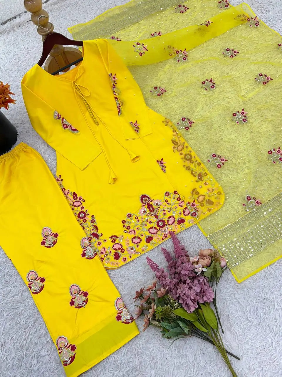 Designer Crepe Silk Embroidered Suit Set
