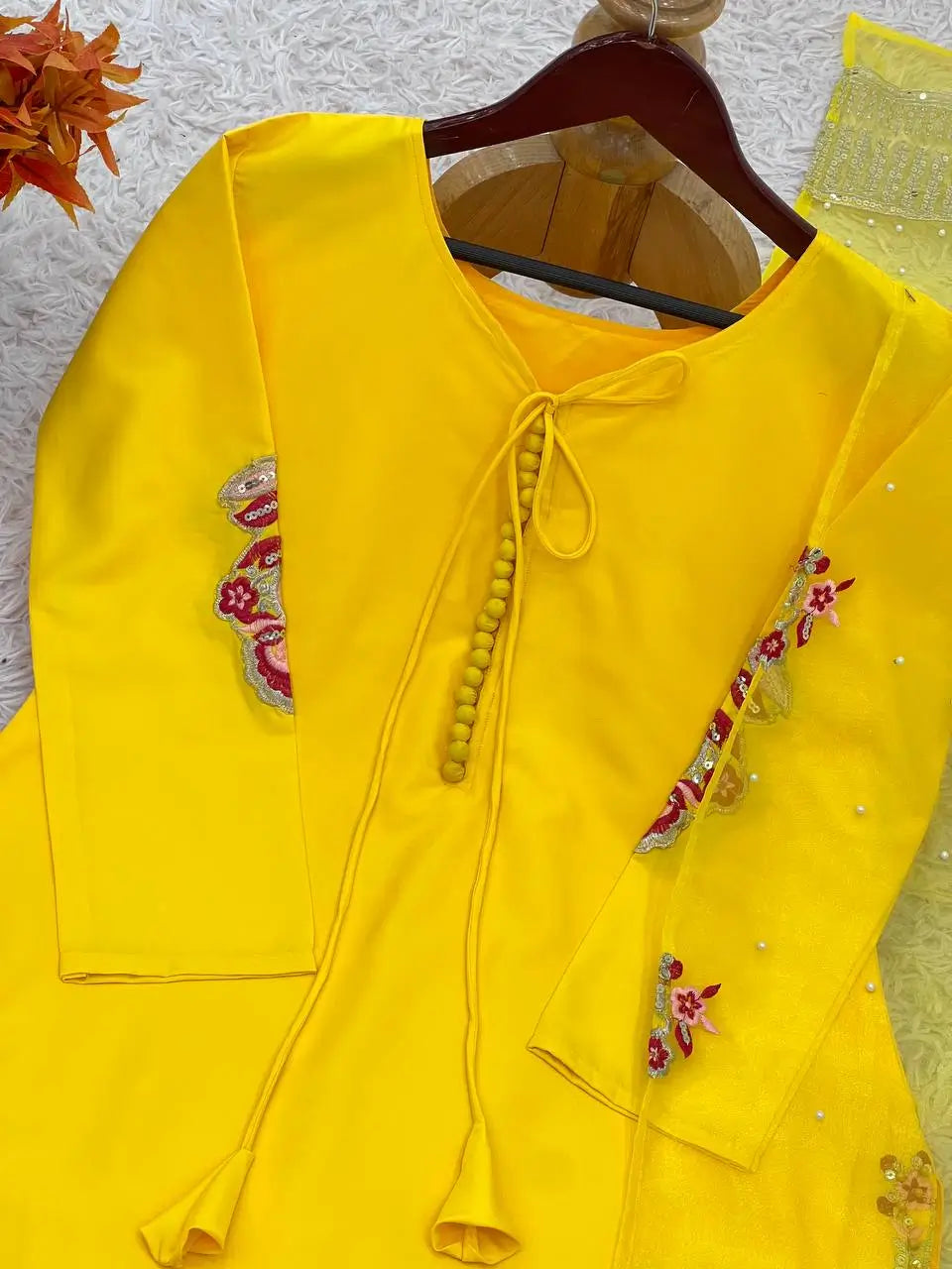 Designer Crepe Silk Embroidered Suit Set