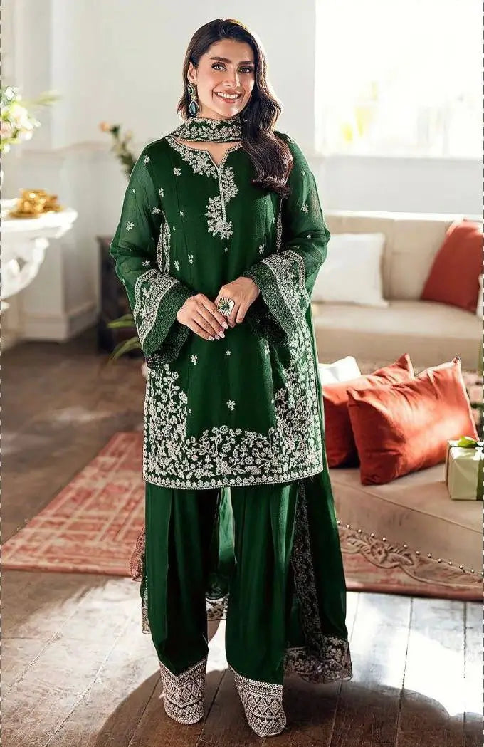 Designer Crepe Silk Embroidered Suit Set