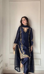 Designer Crepe Silk Embroidered Suit Set