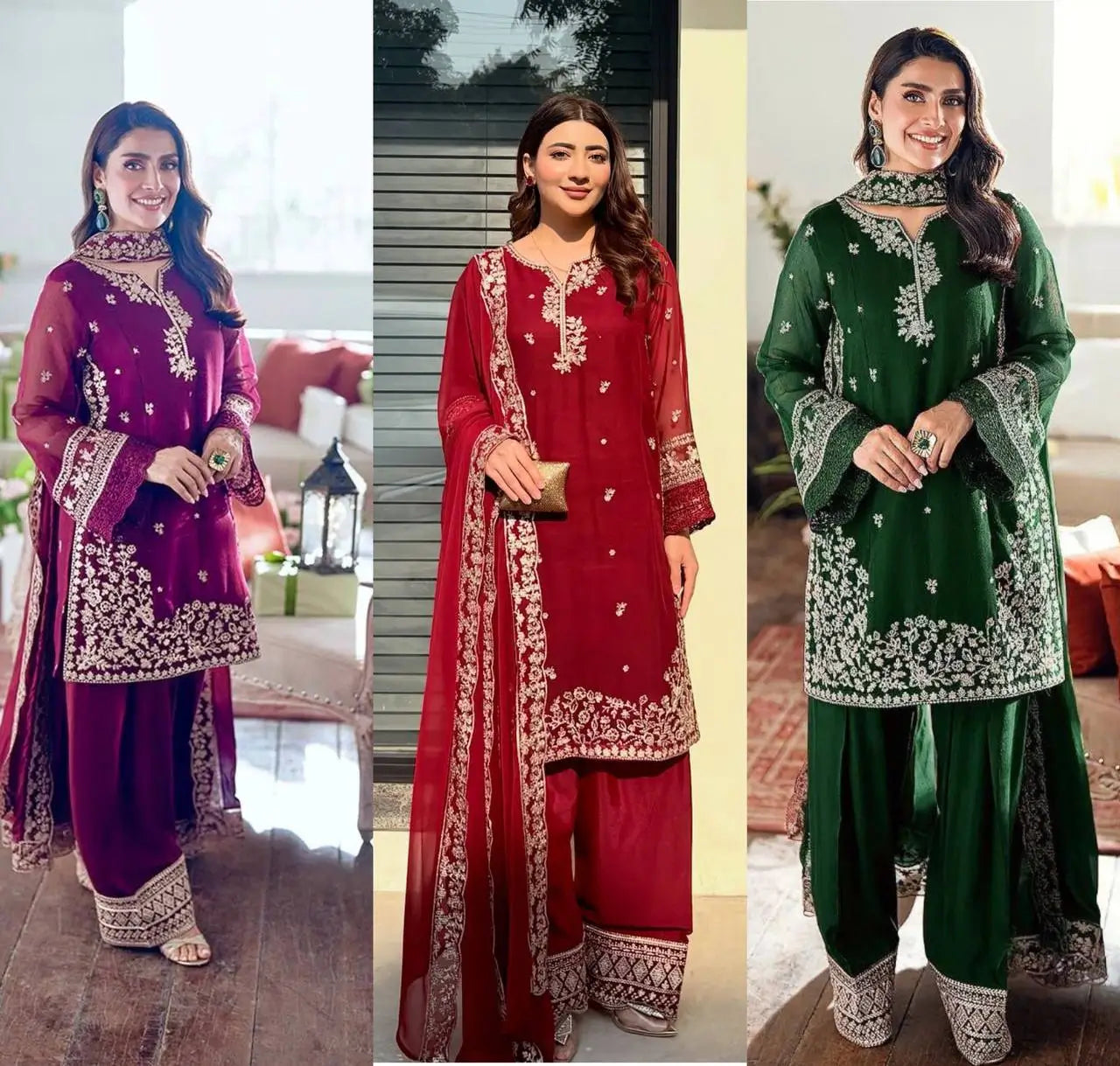 Designer Crepe Silk Embroidered Suit Set