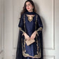 Designer Crepe Silk Embroidered Suit Set