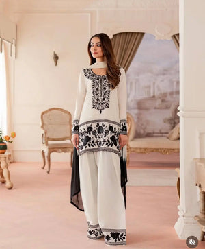 Designer Crepe Silk Embroidered Suit Set