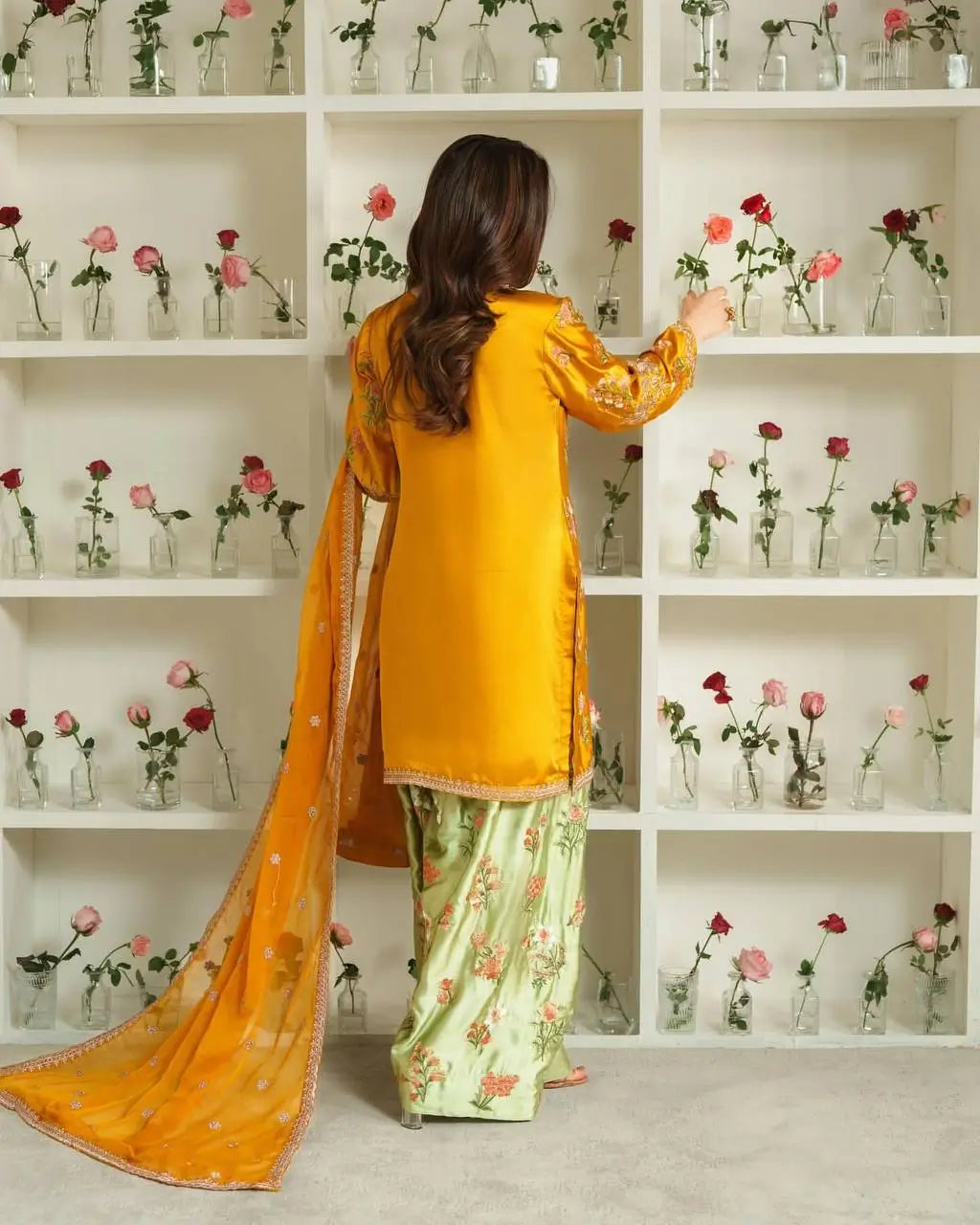 Designer Crepe Silk Embroidered Suit Set