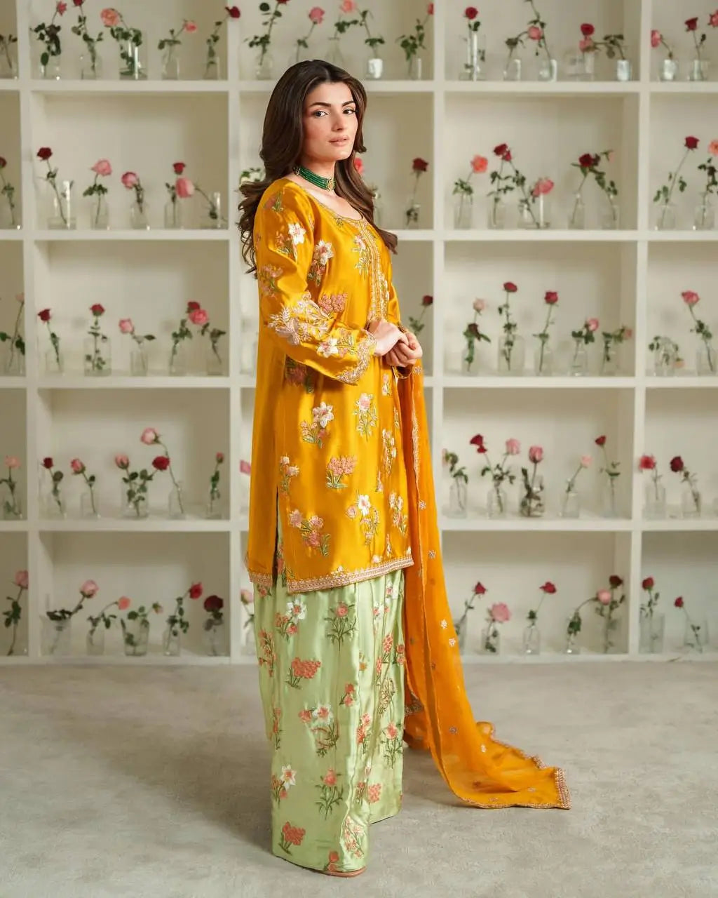 Designer Crepe Silk Embroidered Suit Set