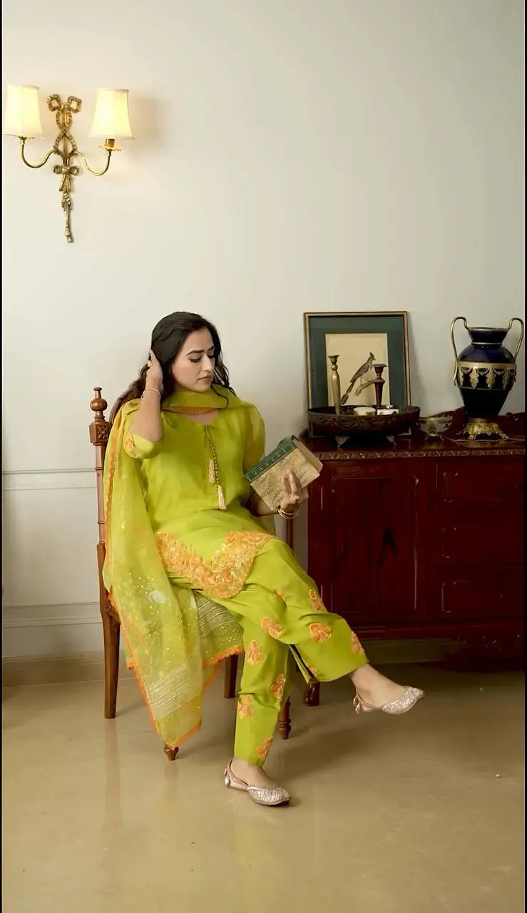 Designer Crepe Silk Embroidered Suit Set