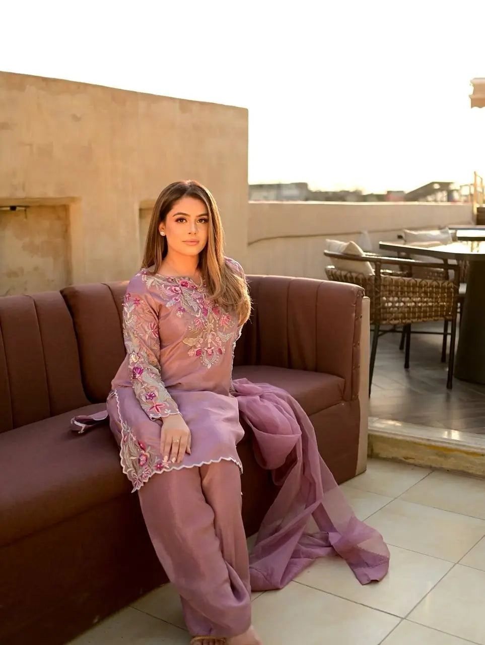 Designer Crepe Silk Embroidered Suit Set