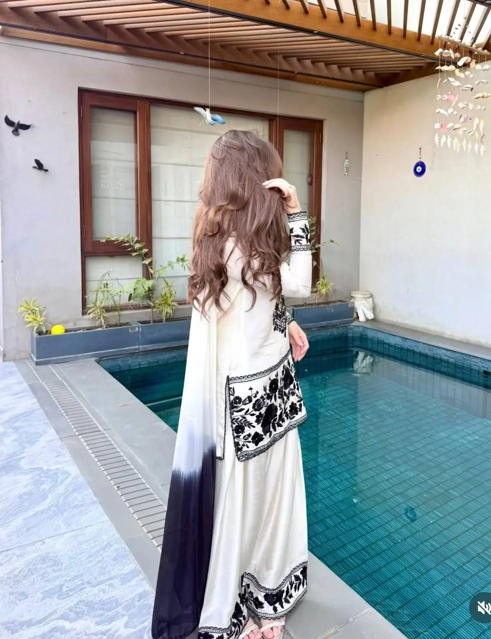 Designer Crepe Silk Embroidered Suit Set