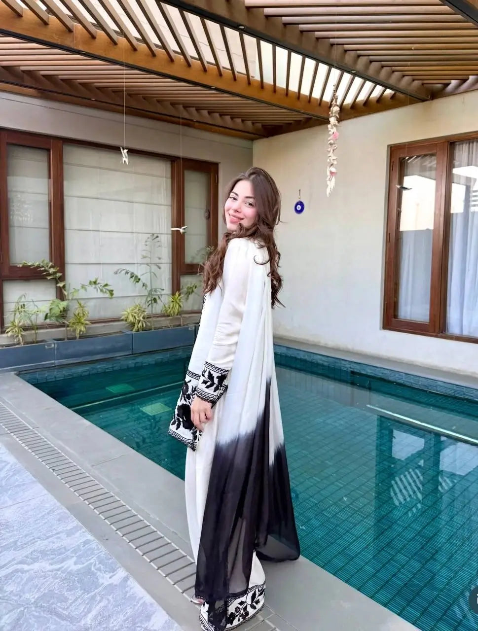 Designer Crepe Silk Embroidered Suit Set