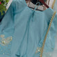 Designer Crepe Silk Embroidered Suit Set with Organza Dupatta