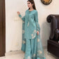 Designer Crepe Silk Embroidered Suit Set with Organza Dupatta