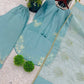 Designer Crepe Silk Embroidered Suit Set with Organza Dupatta