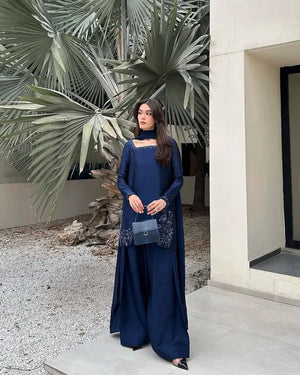 Designer Crepe Silk Embroidered Suit Set