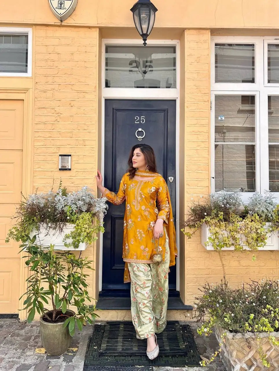 Designer Crepe Silk Embroidered Suit Set