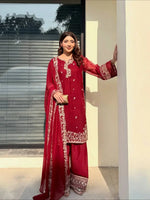 Designer Crepe Silk Embroidered Suit Set