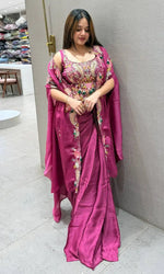 Designer Crepe Silk Sharara Set with Embroidered Shrug