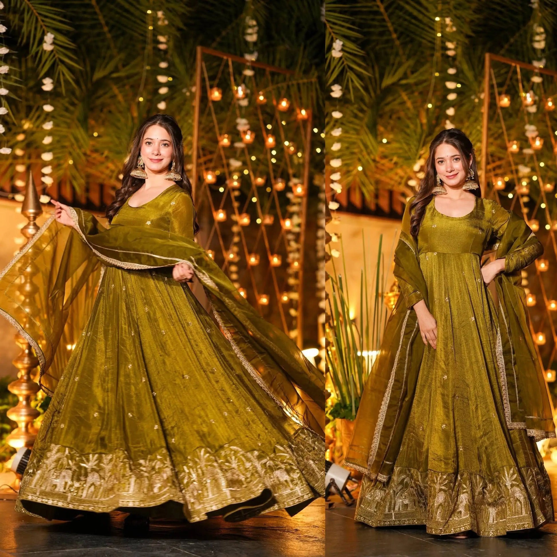 Designer Crunchy Silk Anarkali Suit Set