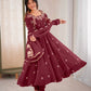 Designer Crunchy Silk Embroidered Gown Set