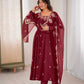 Designer Crunchy Silk Embroidered Gown Set