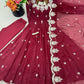 Designer Crunchy Silk Embroidered Gown Set
