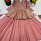 Designer Crunchy Silk Embroidered Peplum Top with Lehenga