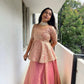 Designer Crunchy Silk Embroidered Peplum Top with Lehenga