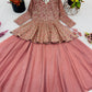 Designer Crunchy Silk Embroidered Peplum Top with Lehenga