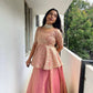 Designer Crunchy Silk Embroidered Peplum Top with Lehenga