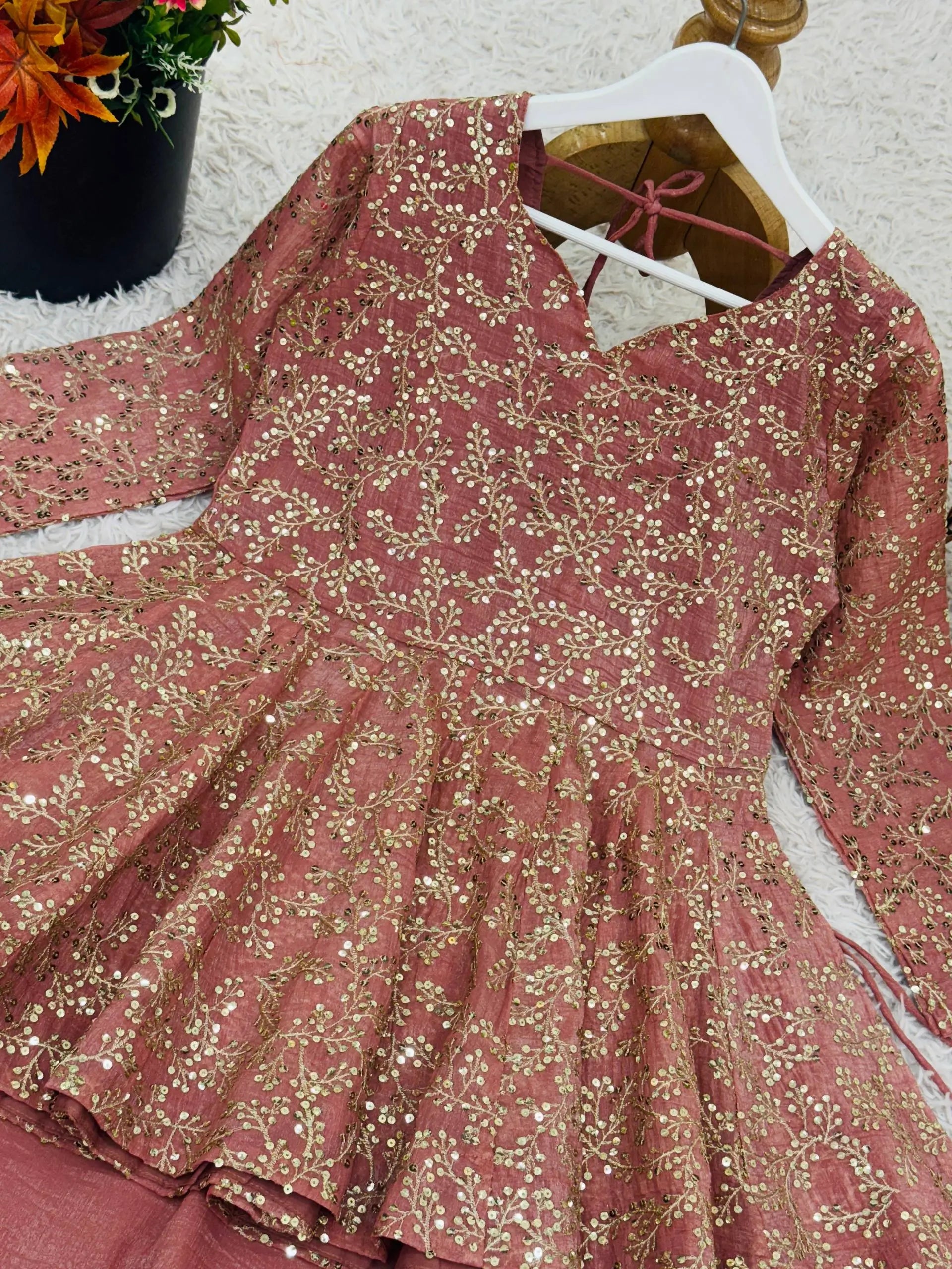 Designer Crunchy Silk Embroidered Peplum Top with Lehenga